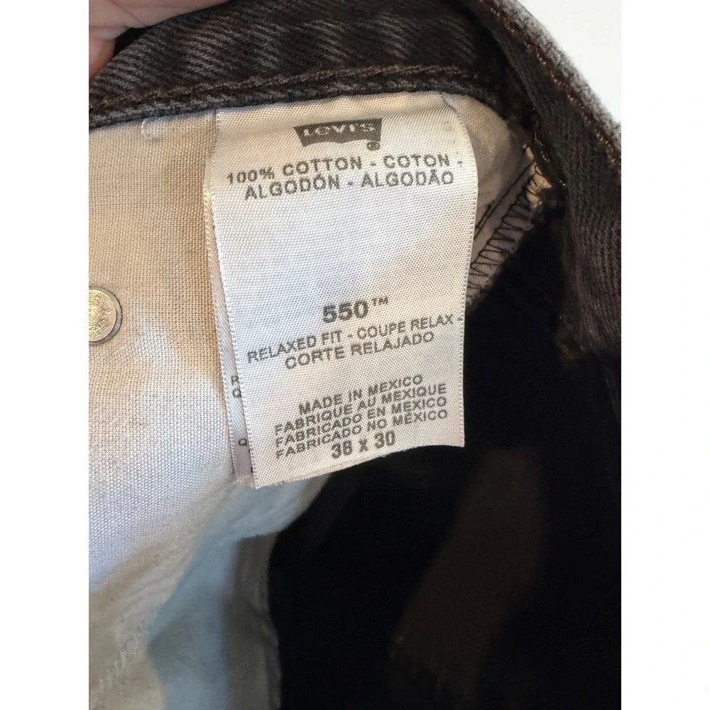 Levis 550 Relaxed Fit Black Denim Jeans Mens 38x30 Tapered Leg 100% Cotton